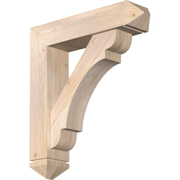 Ekena Millwork Olympic Arts and Crafts Smooth Bracket w/ Offset Brace, Douglas Fir, 7 1/2"W x 32"D x 36"H BKT0806X32X36OLY03SDF - main